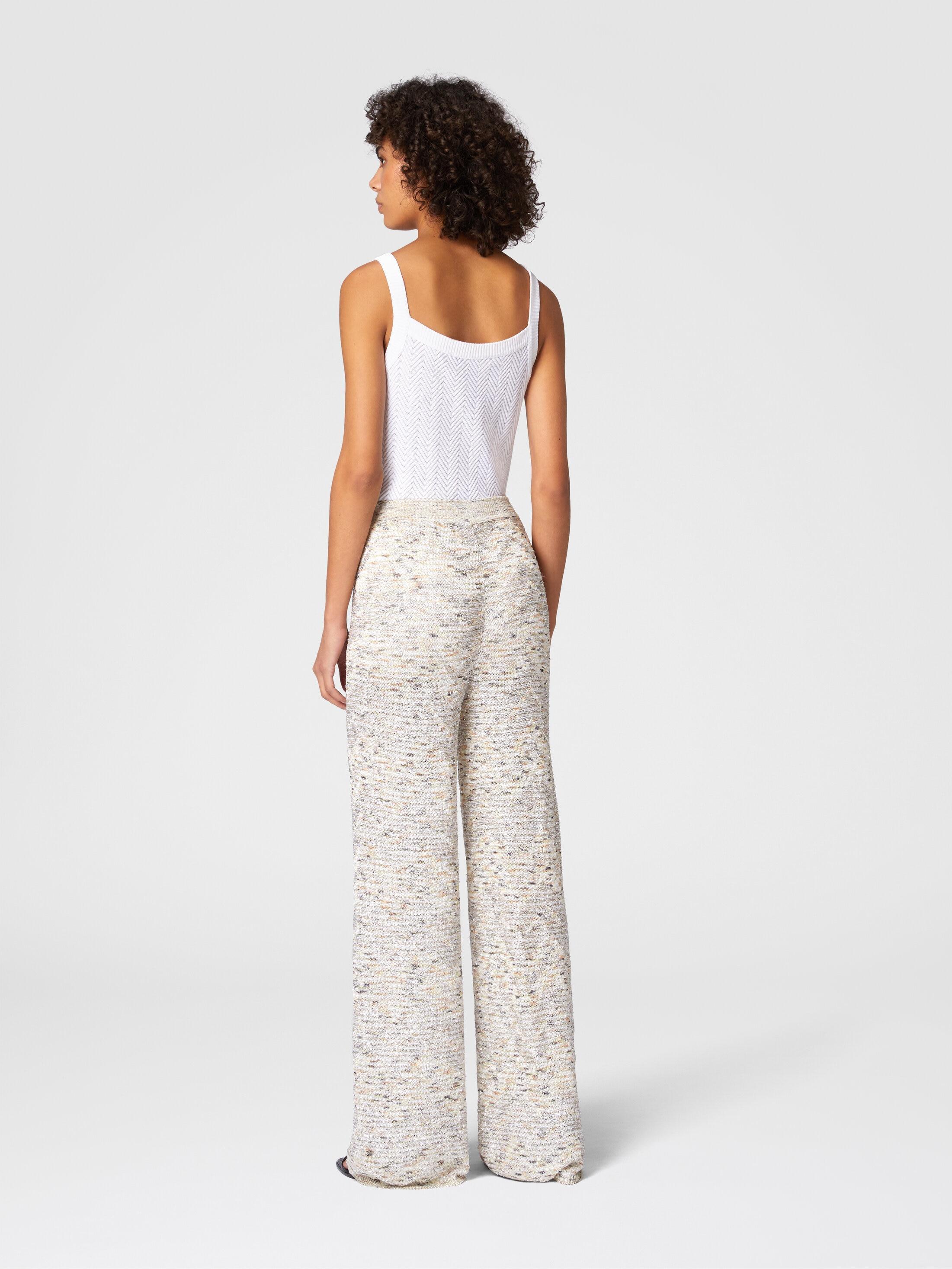 Flare trousers in slub knit with sequins Product Image