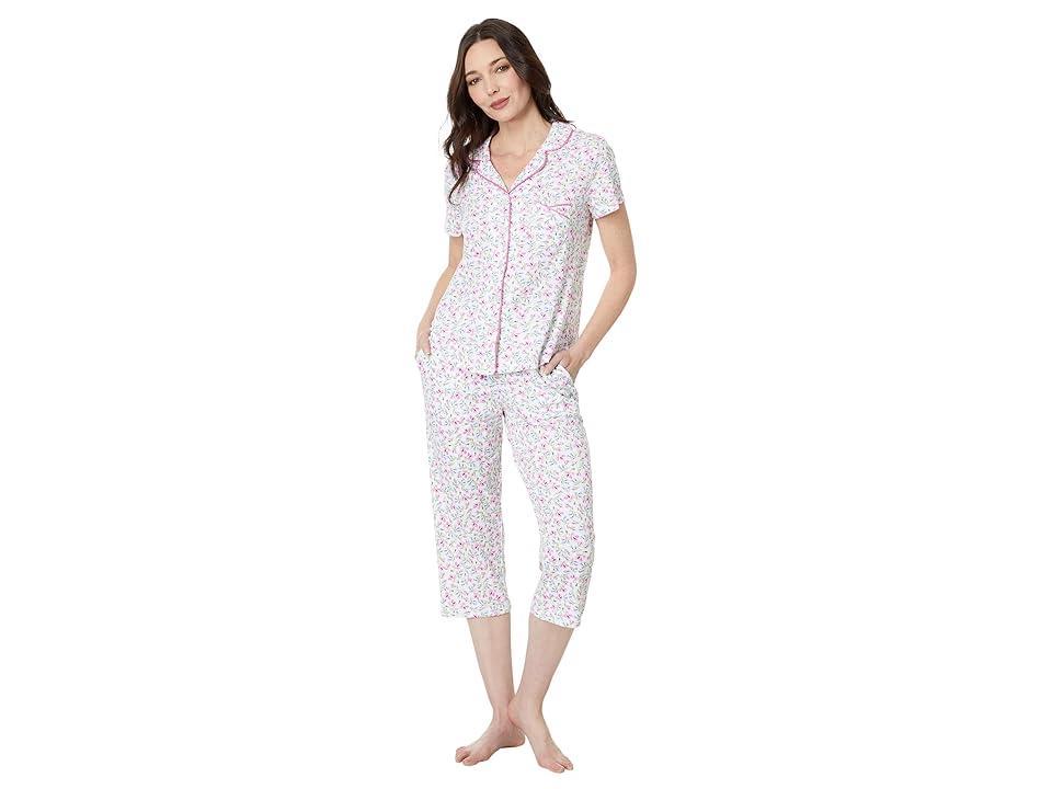 Karen Neuburger Petite Blooming Breeze Two-Piece Short Sleeve Girlfriend Long Pj Set (Ditsy Pop) Women's Pajama Sets Product Image