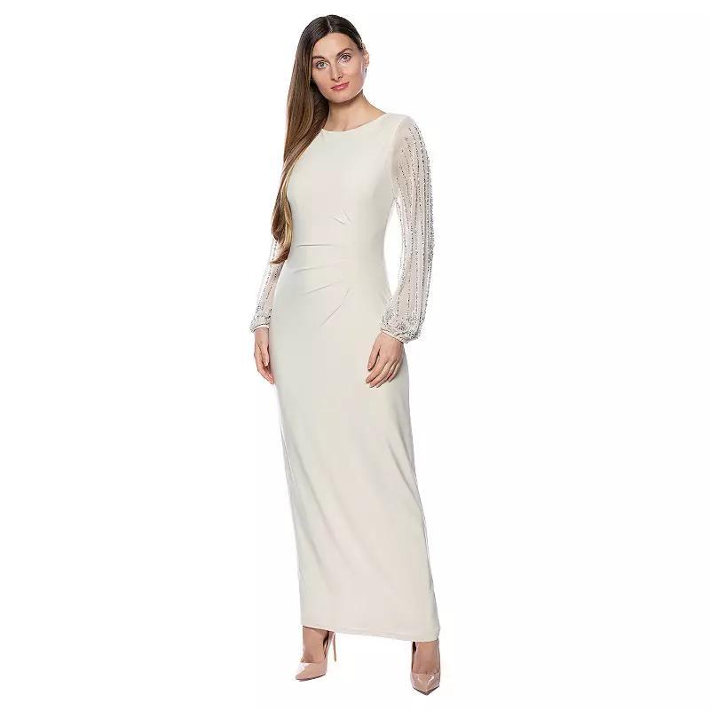 Womens Marina Sheer Beaded Long Sleeve Maxi Dress Blue Product Image