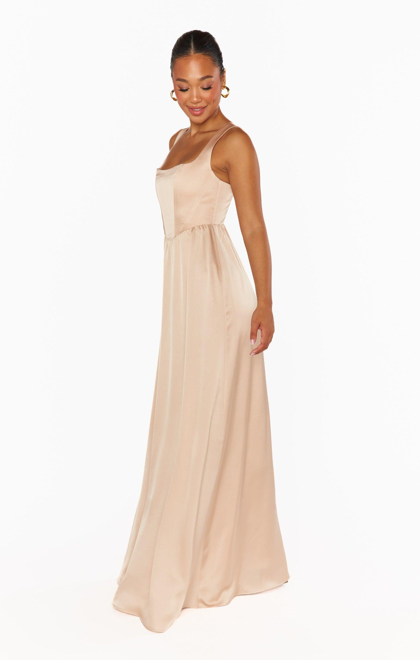 Nina Maxi Dress ~ Champagne Luxe Satin Product Image