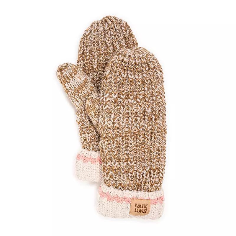 Womens MUK LUKS Marled Chunky Stitch Mittens Product Image