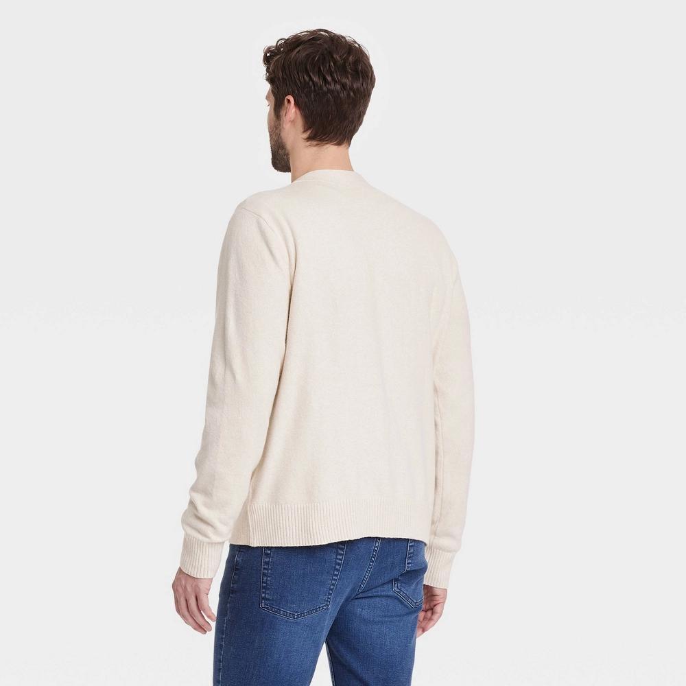 Men's V-Neck Cardigan Sweater - Goodfellow & Co™ Cream M Product Image