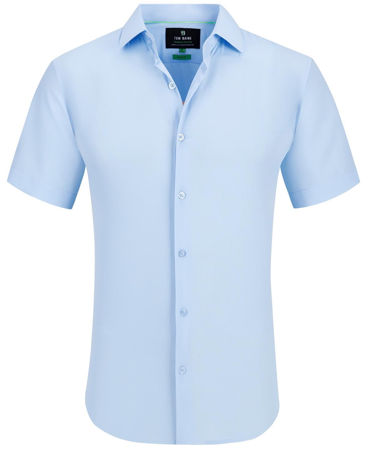 Mens Slim Fit Short Sleeve Performance Button Down Dress Shirt Product Image