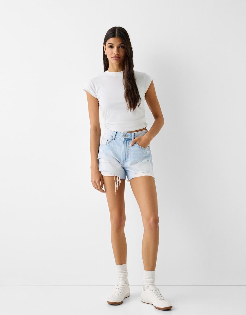 Ripped denim shorts Product Image