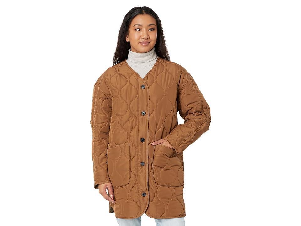 Lucky Brand Reversible Shine Quilted Liner Jacket (Cognac) Women's Vest Product Image