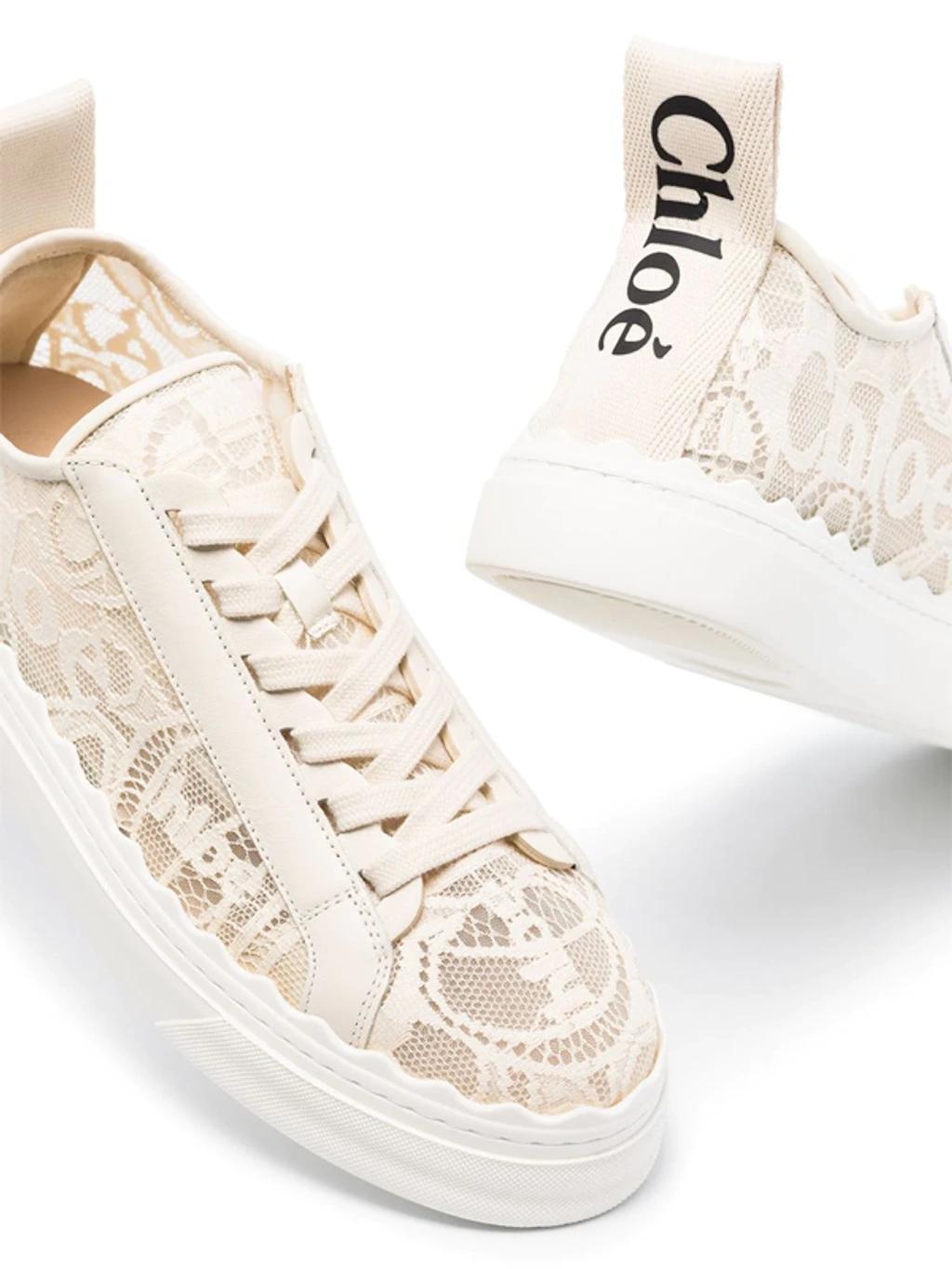 Neutral Lauren Lace Sneakers In Neutrals Product Image