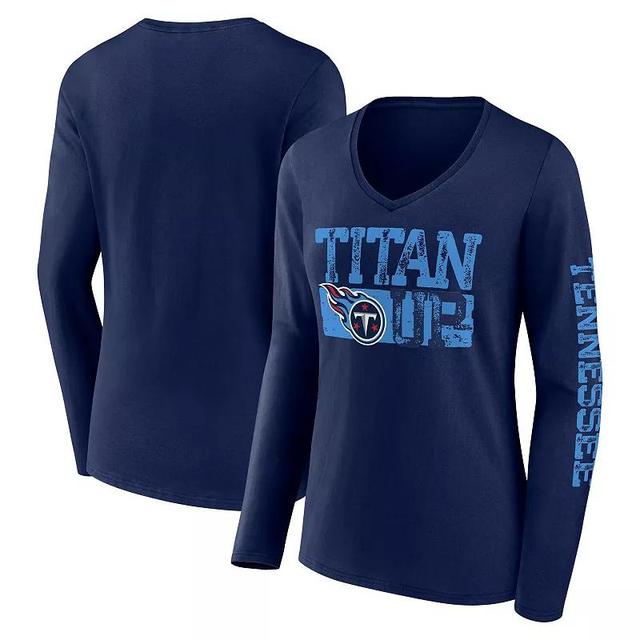 Womens Fanatics Tennessee Titans Hometown Sweep Long Sleeve V-Neck T-Shirt Blue Product Image