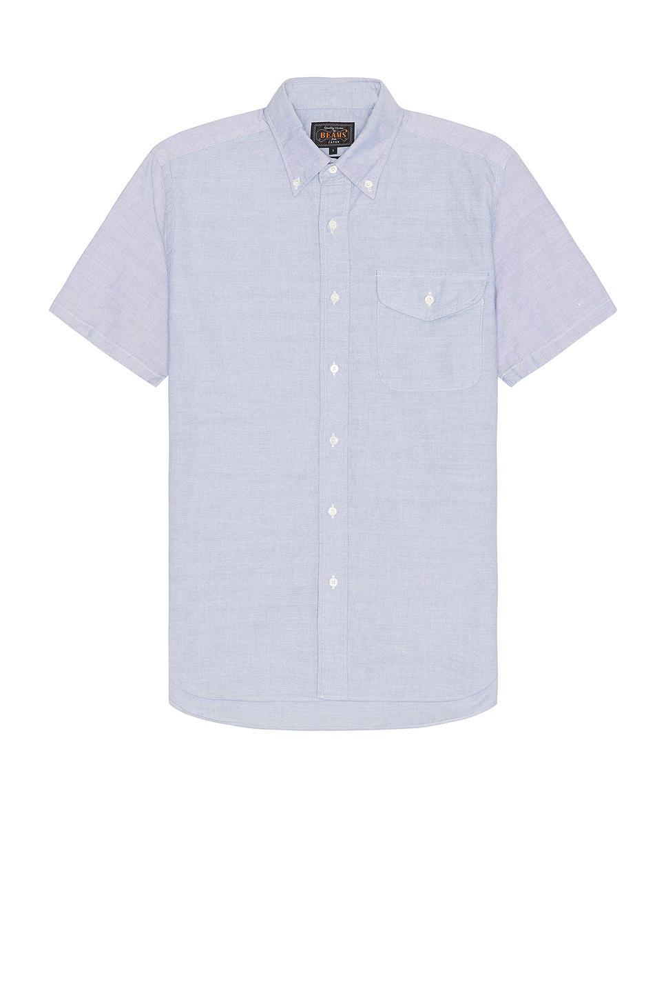 Beams Plus B.d. Short Sleeve Oxford Shirt in Blue Product Image