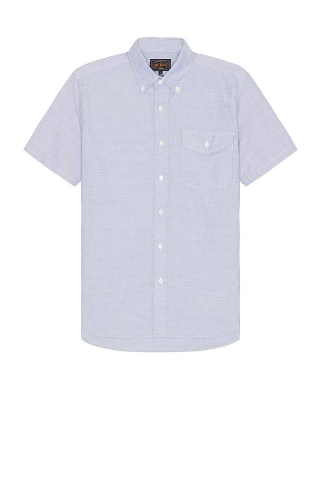 Beams Plus B.d. Short Sleeve Oxford Shirt in Blue Product Image