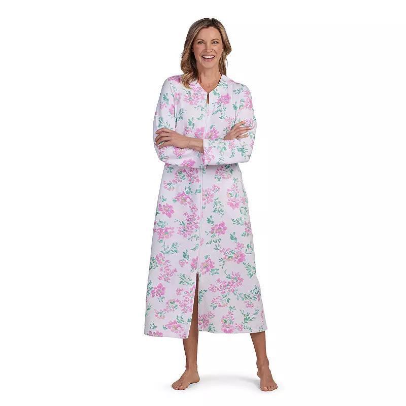 Petite Miss Elaine Essentials Quilt-In-Knit Long Zip Robe, Womens Product Image