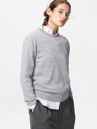 Womens Merino Sweater Gray XL UNIQLO US Product Image