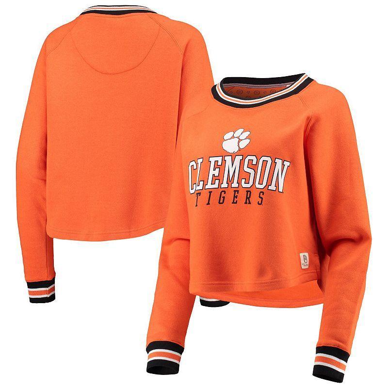 Womens Pressbox Orange Clemson Tigers Cali Cozy Raglan Crop Pullover Sweatshirt Product Image