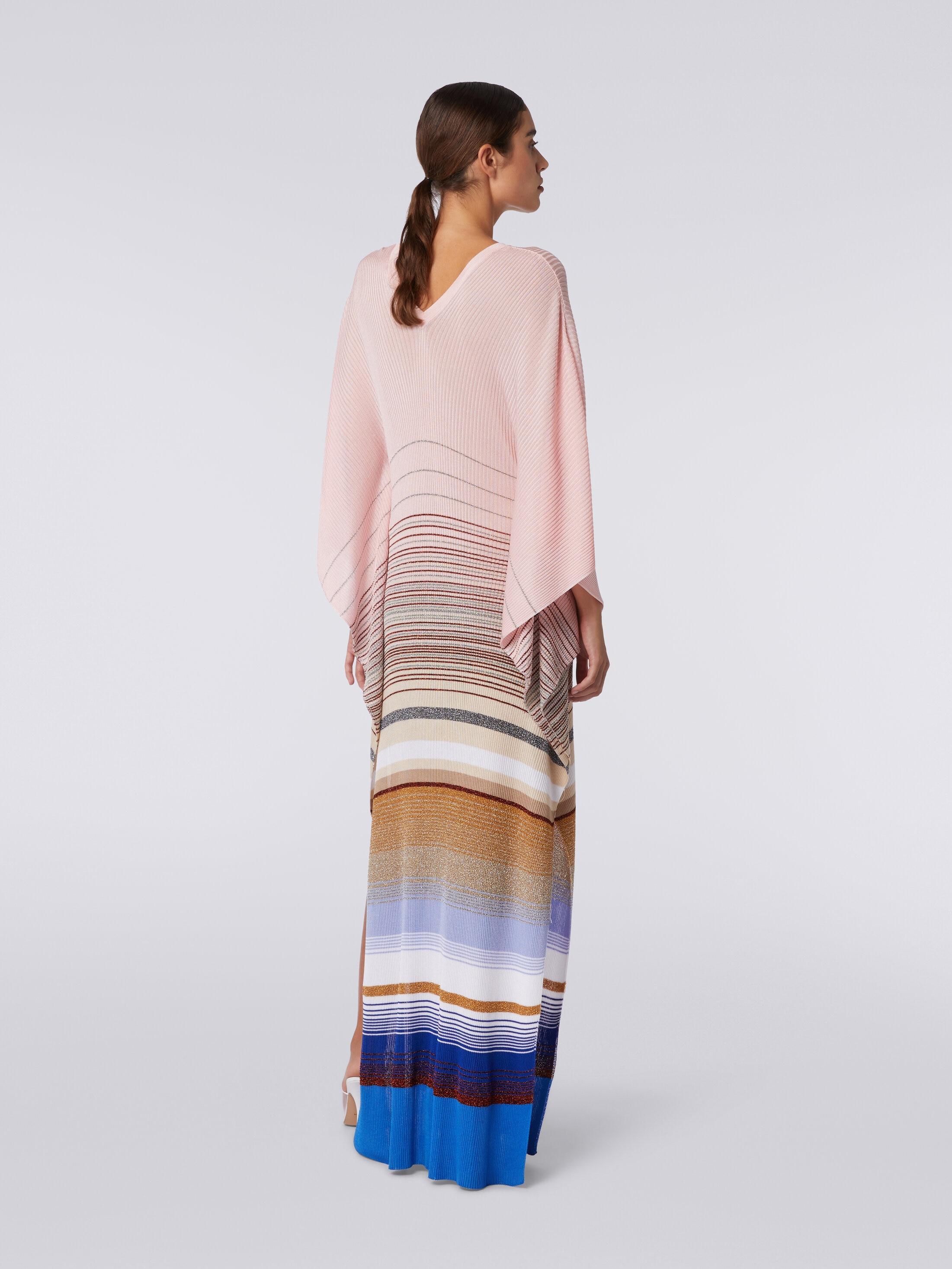 Long cover up kaftan in striped ribbed knit with lurex Product Image