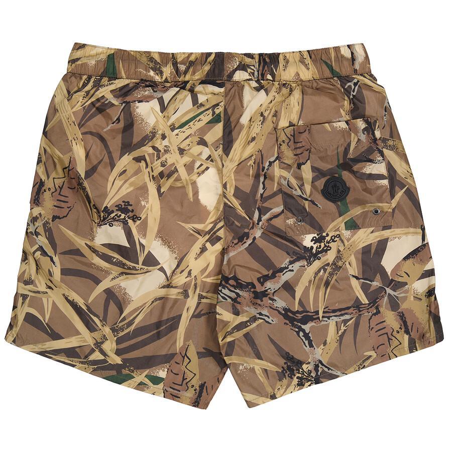 Men's Brown Leaf Print Swim Shorts Product Image