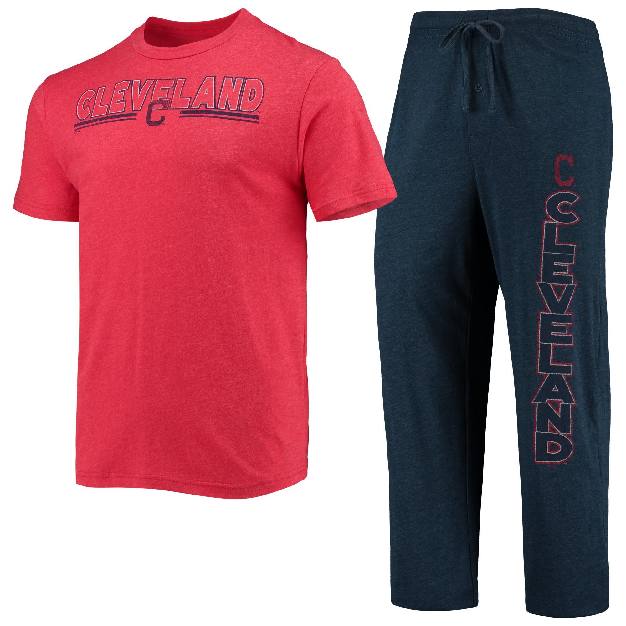 Mens Concepts Sport Navy/Red Cleveland Indians Meter T-Shirt and Pants Sleep Set Blue Product Image