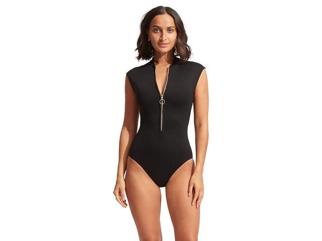 Seafolly Seafolly Collective Zip Front One-Piece Women's Swimsuits One Piece Product Image