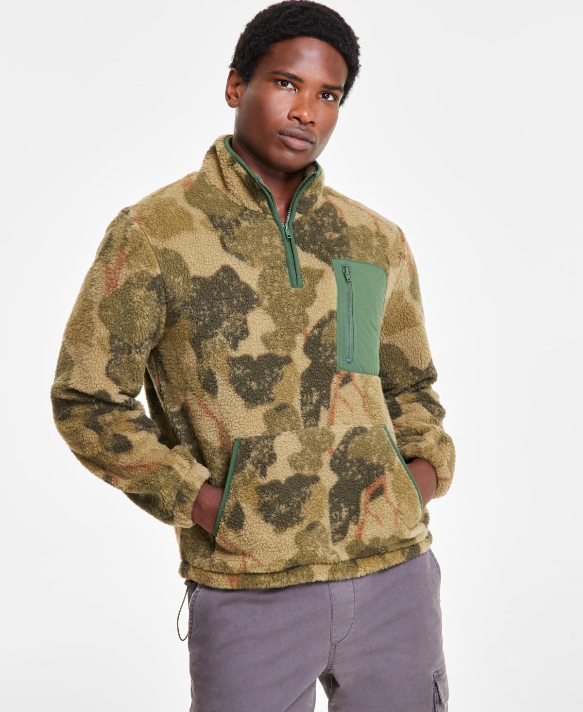 Mens Arthur Fleece Camo Quarter-Zip Pullover Sweatshirt, Created for Macys Product Image