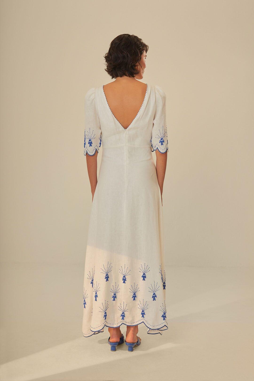 Off-White Sea Of Fish Embroidered Midi Dress Product Image