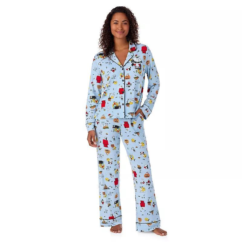 Womens Beauty Sleep Social Marcie Peanuts Halloween Long Sleeve Top & Pants Pajama Set Product Image