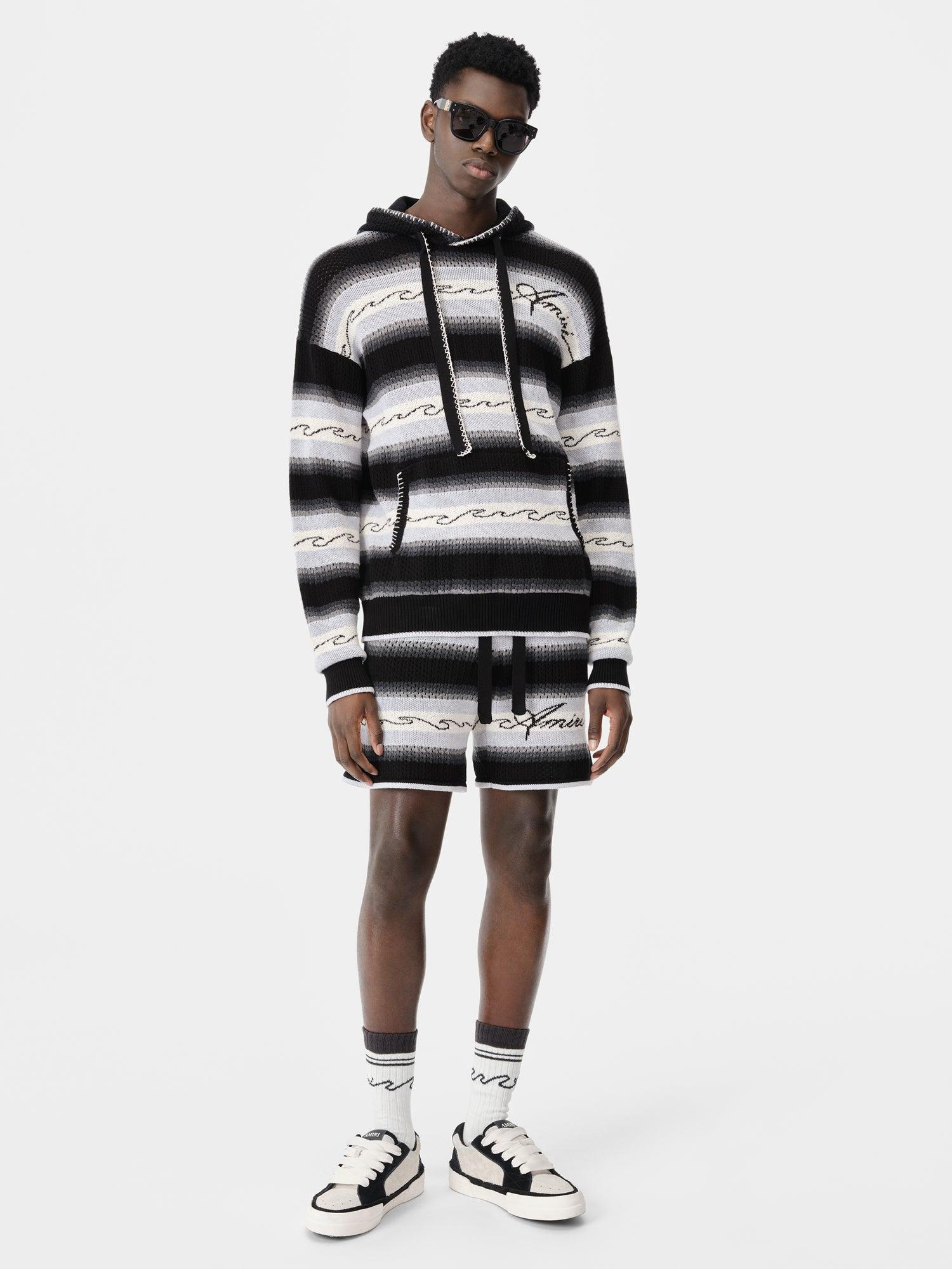 AMIRI WAVE BAJA STRIPE SHORT - Black Male Product Image