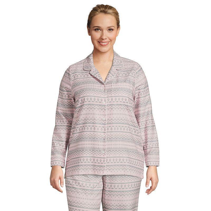 Plus Size Lands End Long Sleeve Flannel Pajama Top, Womens Product Image