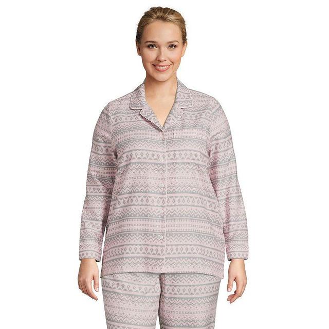 Plus Size Lands End Long Sleeve Flannel Pajama Top, Womens Product Image