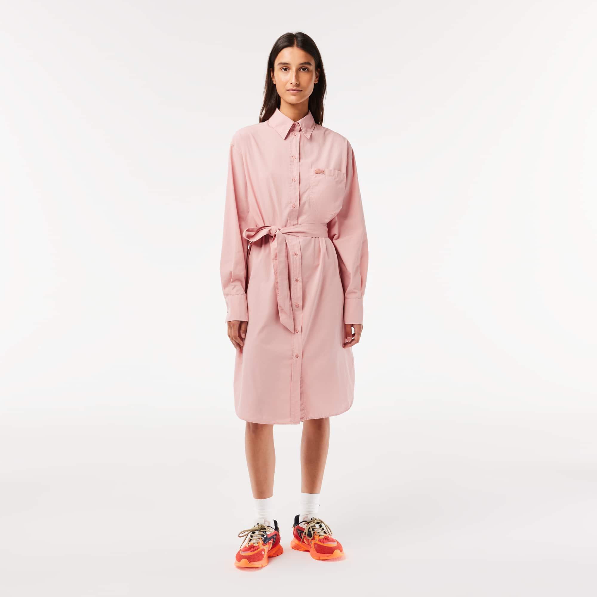 Women’s Loose Fit Cotton Poplin Shirt Dress Product Image