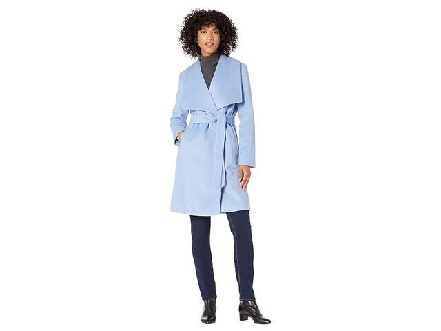 Cole Haan 39 Slick Wool Wrap Coat with Exaggerated Collar (Ice ) Women's Clothing Product Image