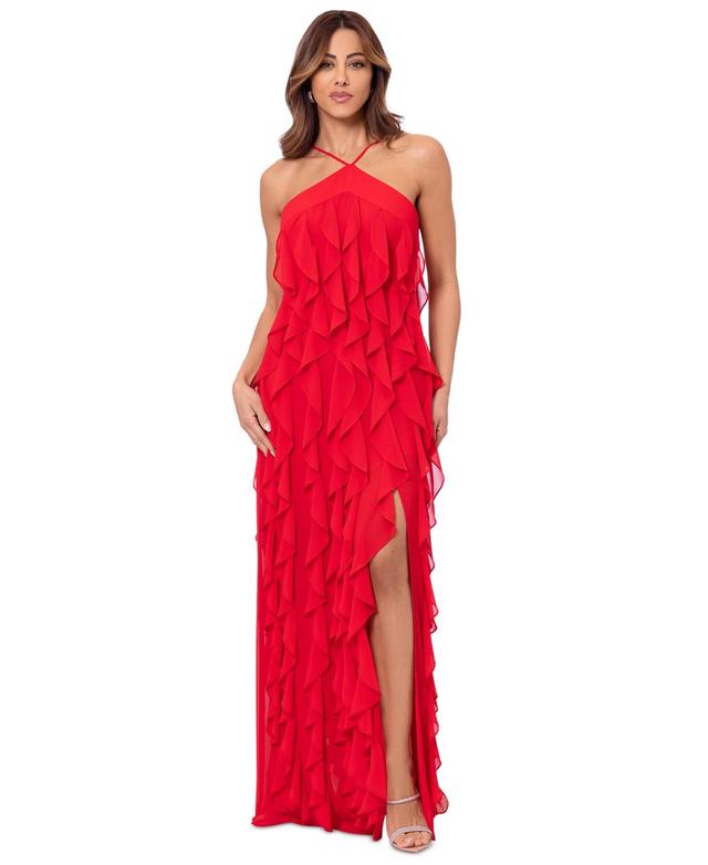 Xscape Womens Ruffled Halter Gown Product Image