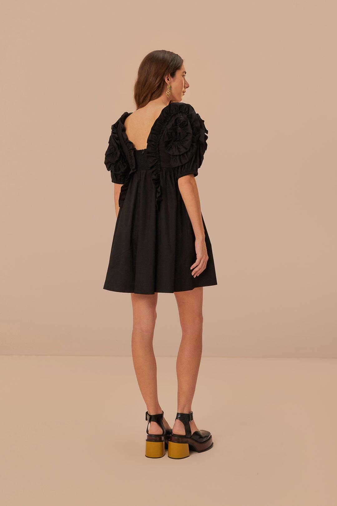 Black Ruffle Short Sleeve Mini Dress Product Image