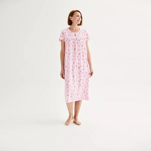 Womens Croft & Barrow Short Sleeve 1-Button Neck Pajama Gown Product Image