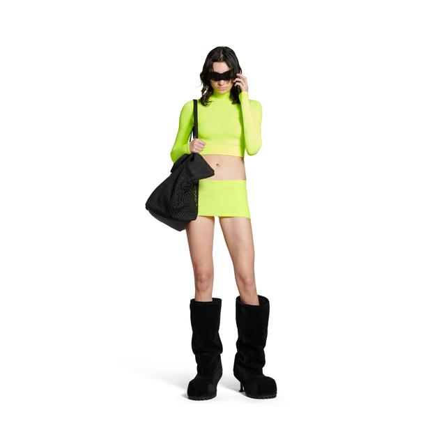 Women's Balenciaga Cropped Turtleneck in Neon Yellow Product Image