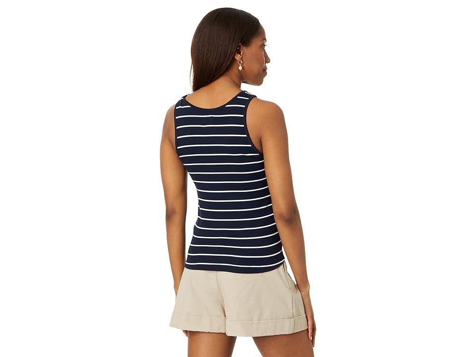 NIC+ZOE Wide Stripe Rib Knit High Neck Tank (Indigo Multi) Women's Clothing Product Image