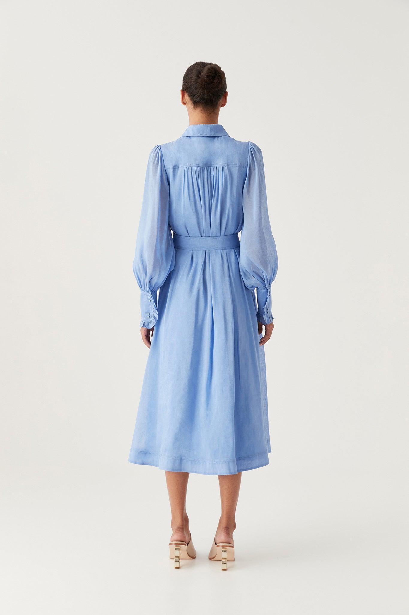 Iris Pleated Bib Midi Dress Product Image