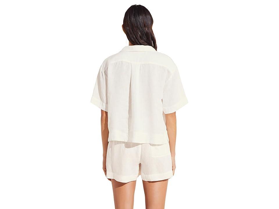 Eberjey Garment Dyed Linen Short Set (Off White) Women's Pajama Sets Product Image