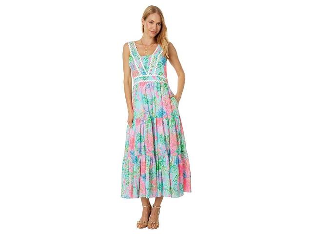 Lilly Pulitzer Pollie Cotton Midi Dress (Celestial Cay To My Heart) Women's Clothing Product Image