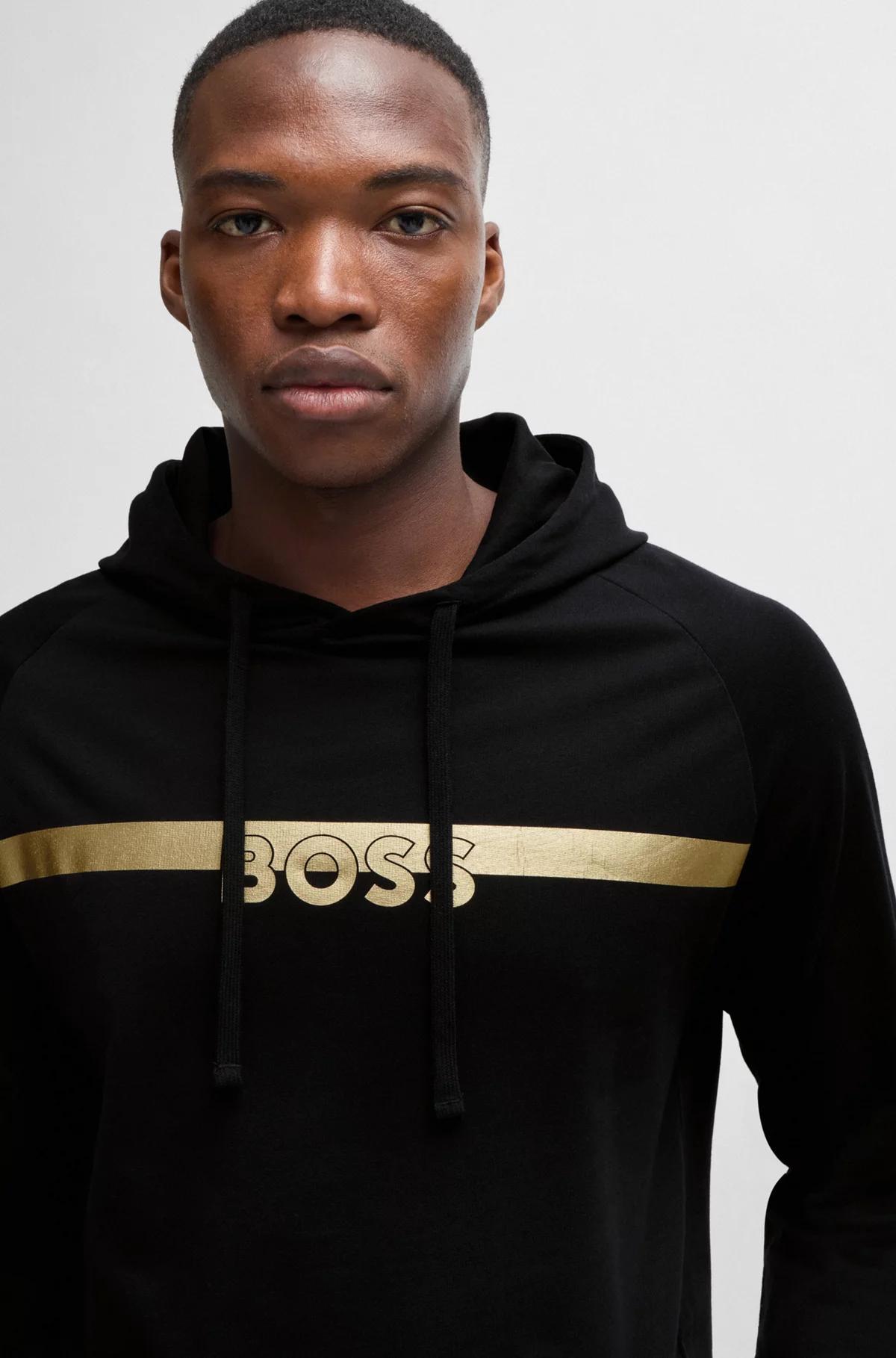 Boss Cotton-Terry Regular-Fit Hoodie with Foil-Print Logo Product Image