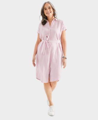 Women's Cotton Gauze Short-Sleeve Shirt Dress, Created for Macy's Product Image