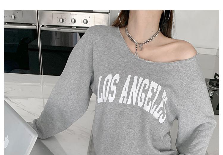 One-Shoulder Printed Sweatshirt Product Image