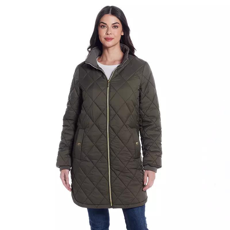 Womens Weathercast Quilted Zip Front Walker Jacket Dusty Green Product Image