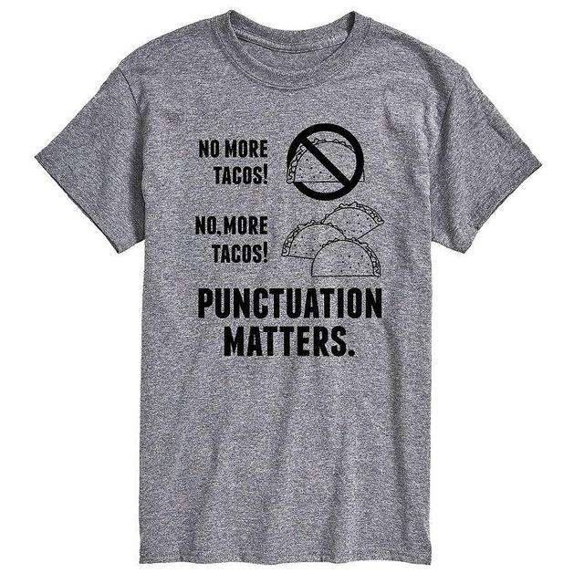 Big & Tall Tacos Puncuation Matters Tee, Mens Athletic Grey Product Image