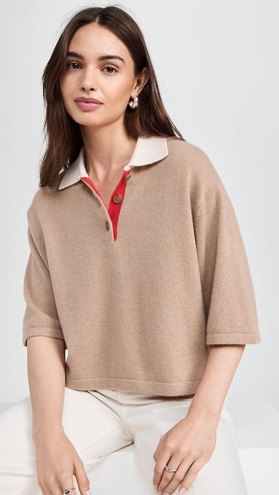 White + Warren Cashmere Cropped Polo | Shopbop Product Image