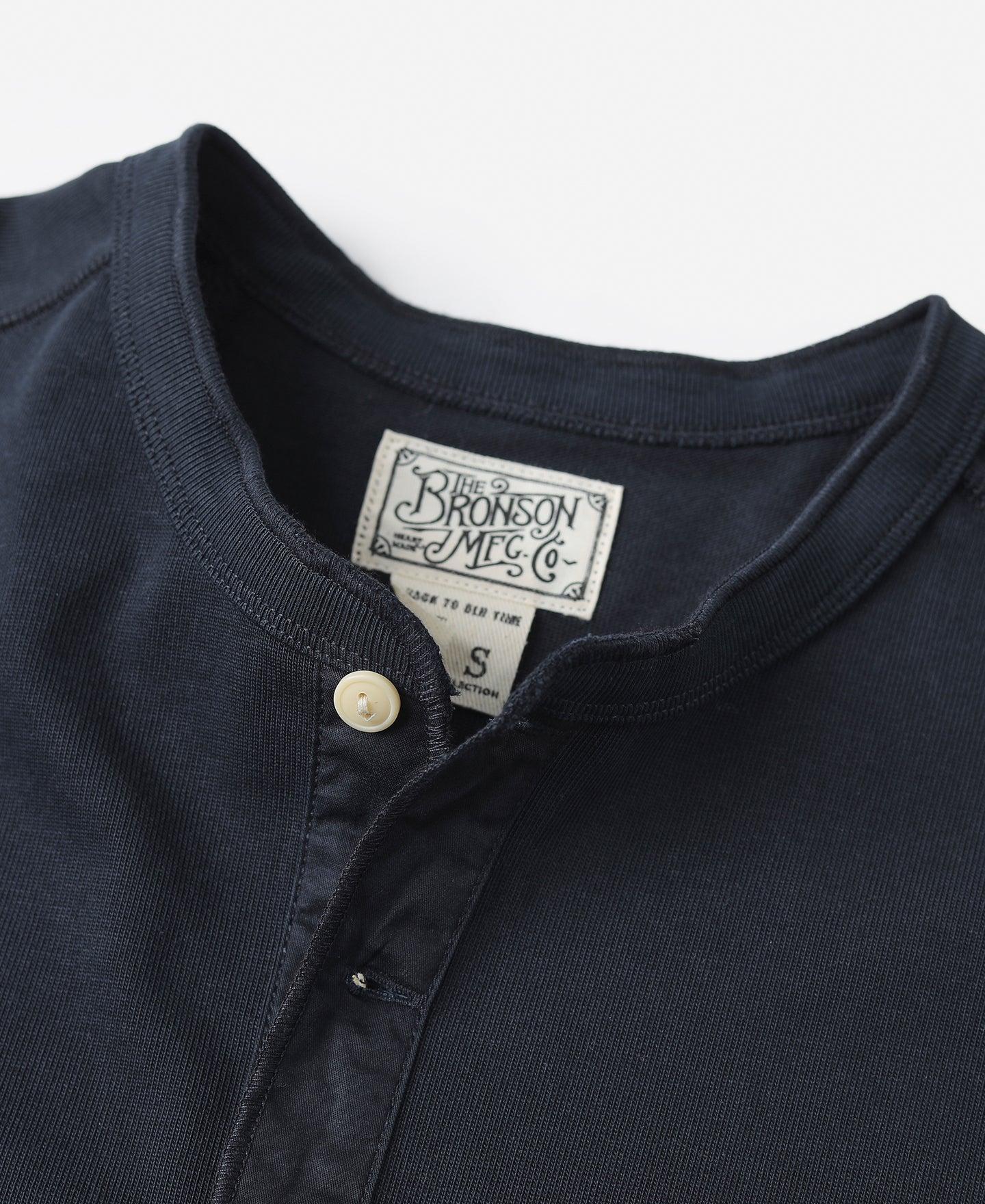 Vintage Long Sleeve Henley Shirt - Navy Product Image