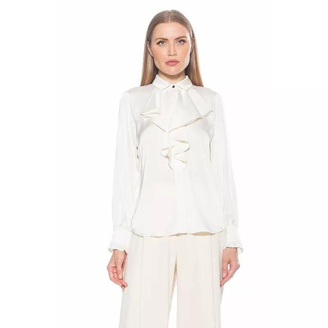 Womens ALEXIA ADMOR Brooks Silky Ruffle Blouse Product Image