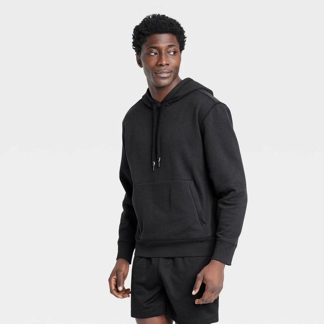 Mens Cotton Fleece Hooded Sweatshirt - All In Motion Black Onyx L Product Image