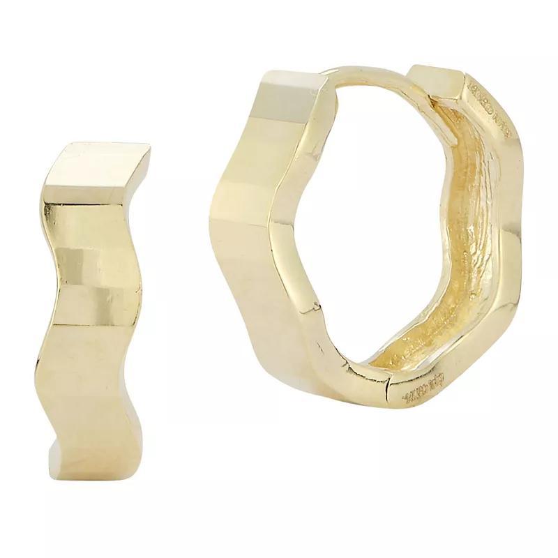 LUMINOR GOLD 14k Gold Wavy Huggie Earrings, Womens Product Image