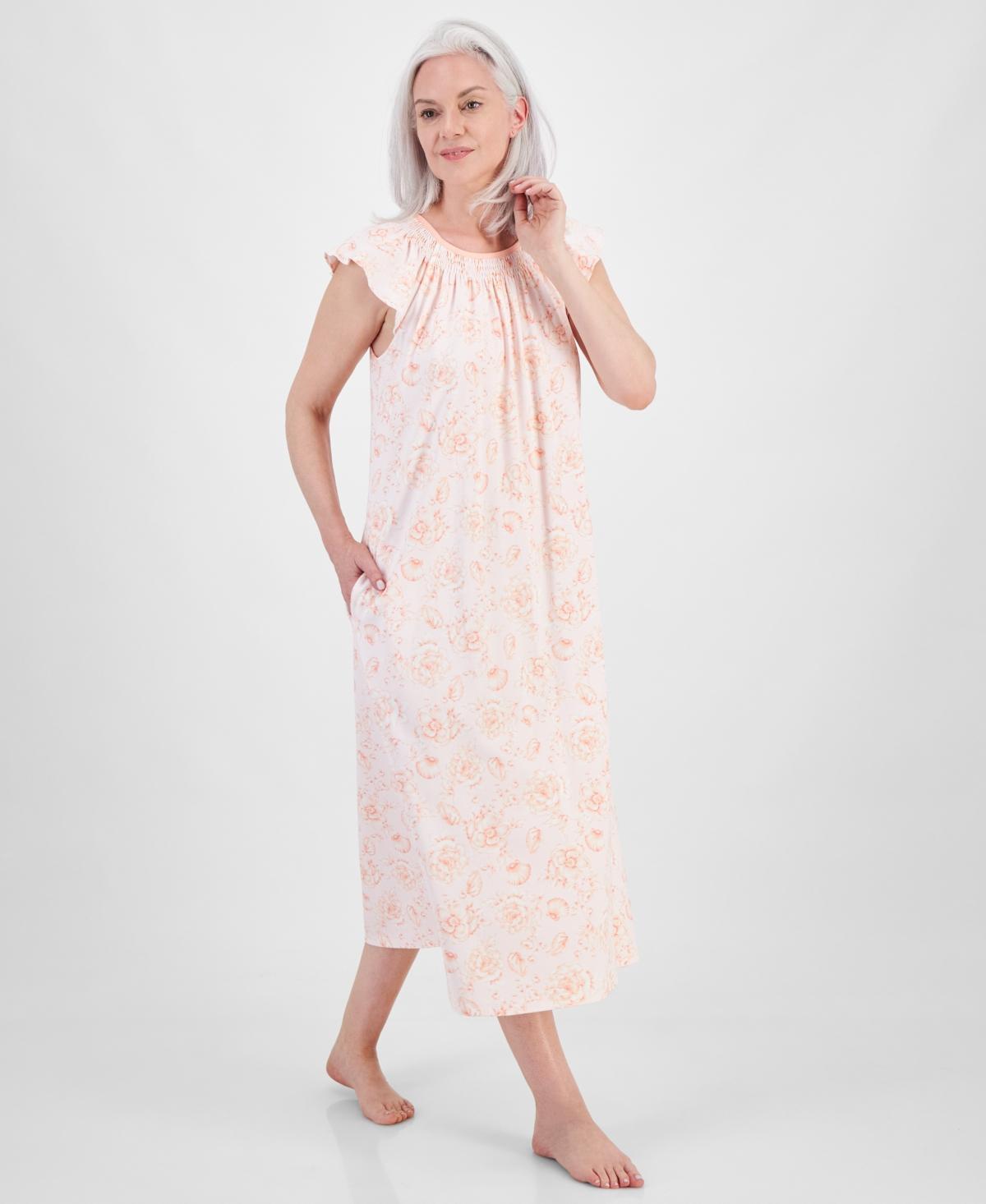 Charter Club Womens Cotton Smocked-Neck Nightgown, Created for Macys Product Image