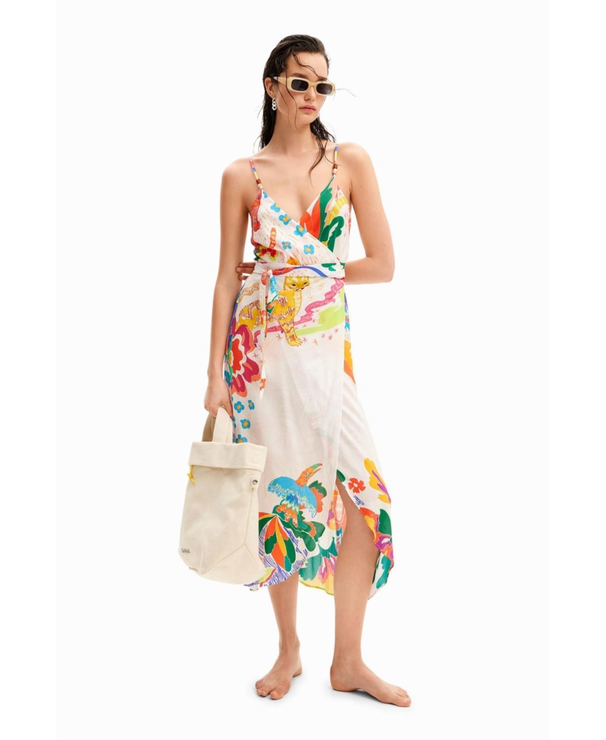 Desigual Womens Jungle design wrap midi dress Product Image