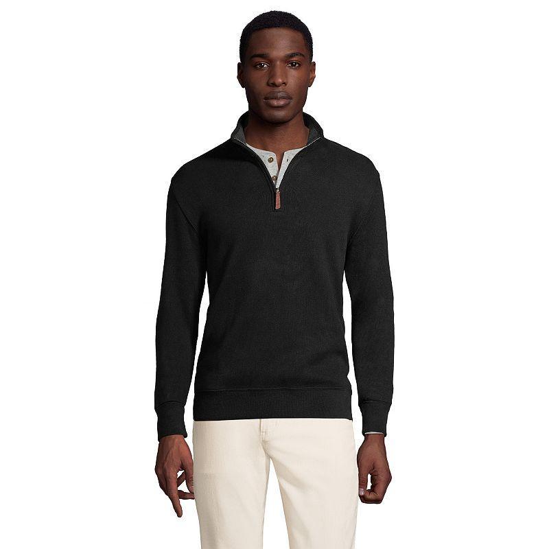 Big & Tall Lands End Bedford Quarter-Zip Sweater, Mens Dark Grey Heather Product Image