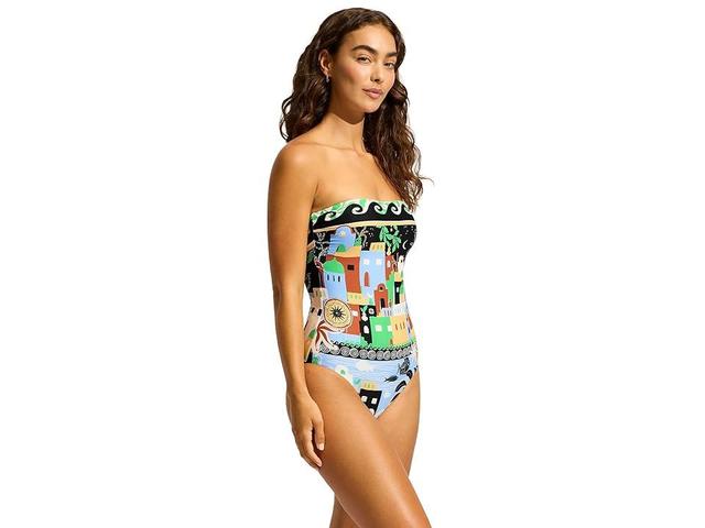 Seafolly Atlantis Bandeau One Piece (Ecru) Women's Swimsuits One Piece Product Image